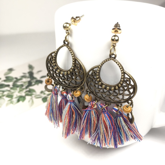 Jewelry - Vintage Boho Multicolored Tassel Earrings